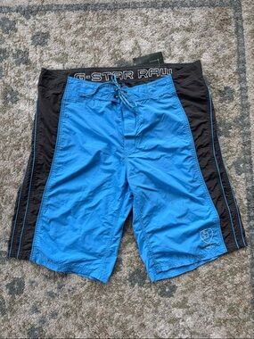 G-Star Men’s Blue Board Shorts with Black Panels 36